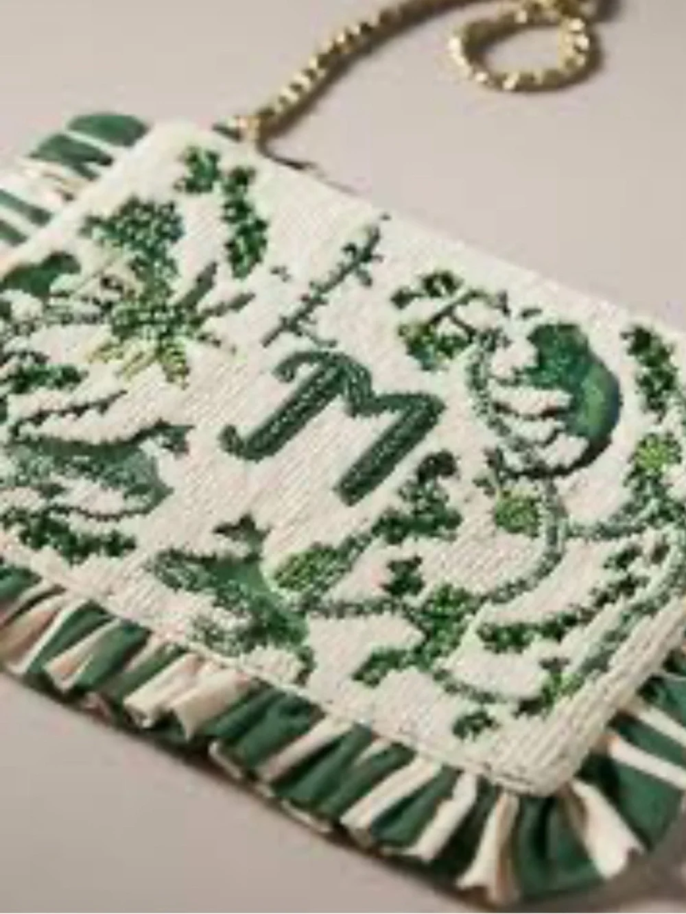 Anthropologie F Monogram Beaded Clutch Bag, NWOT Color- Beaded